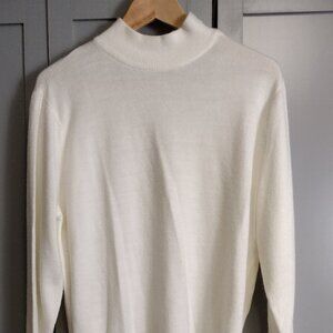 DUVET USA Ivory Pearl Shoulder Sweater XL Mock Neck Knit